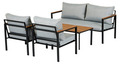 Loungeset Tokyo Svart/Grå/Teak 4 delar Sunlife